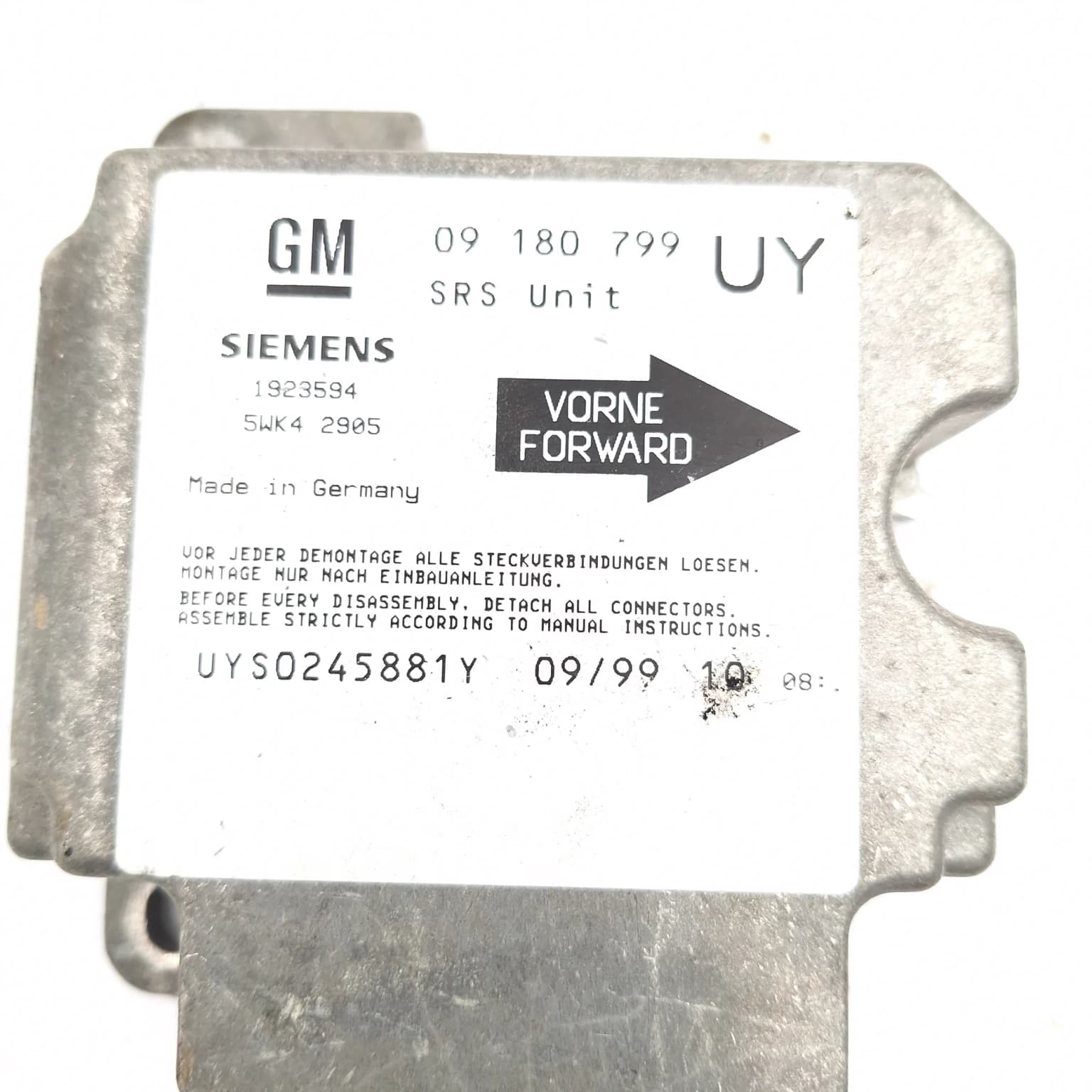 Airbag control module Opel ASTRA G 1998–2009 09180799 – 1